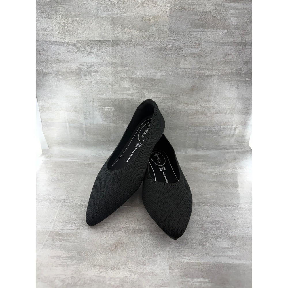 Vivaia Aria 5° Black Water Resistant Pointed Toe Knit Flats Women Size 41.5 EU